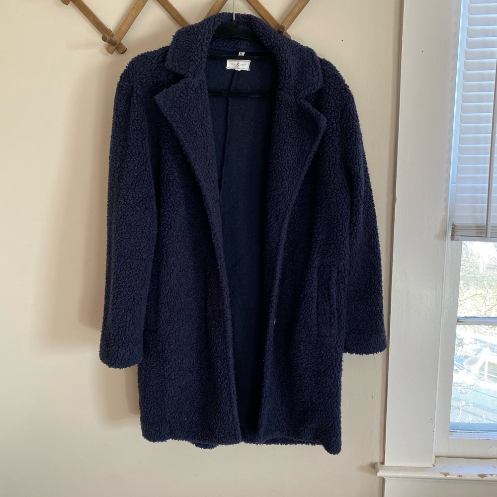 Navy Lou & Grey Teddy Coat
